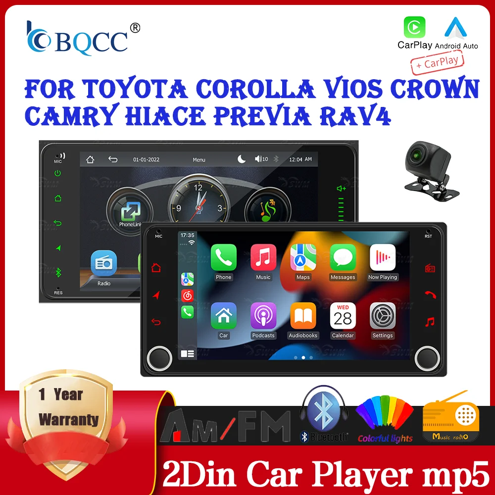 BQCC 7'' Touchscreen Autoradio Stereo BT RDS FM USB für Toyota COROLLA VIOS CROWN CAMRY HIACE PREVIA RAV4