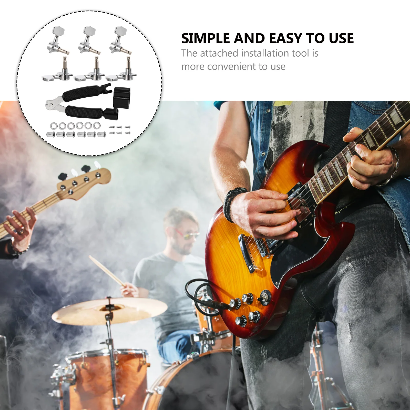 

1 set Tuning Pegs For Acoustic Guitar Left Right Replacement Set With Installation Tool Machine Heads Guitar Accessories