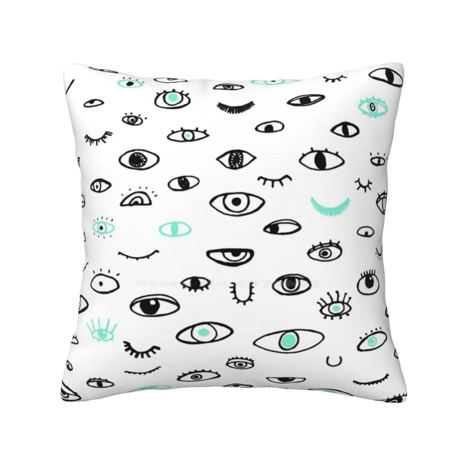 I See U Bedroom Office Hug Pillowcase Eyes Sketch Abstract Pattern 80S Vector Lashes Seamless Wrapping Minimal Isolated Pupil