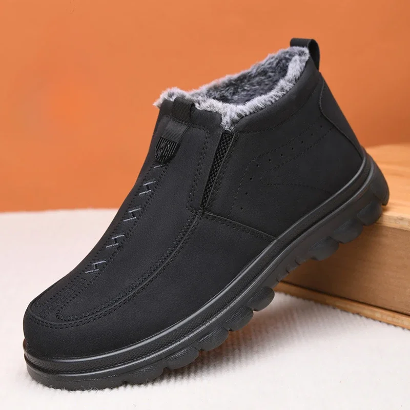 Stivali da neve da uomo casual caldi e resistenti al freddo Slip-On Vendita da lavoro Calzature di lusso di alta qualità Comode scarpe invernali da uomo in pelliccia di moda