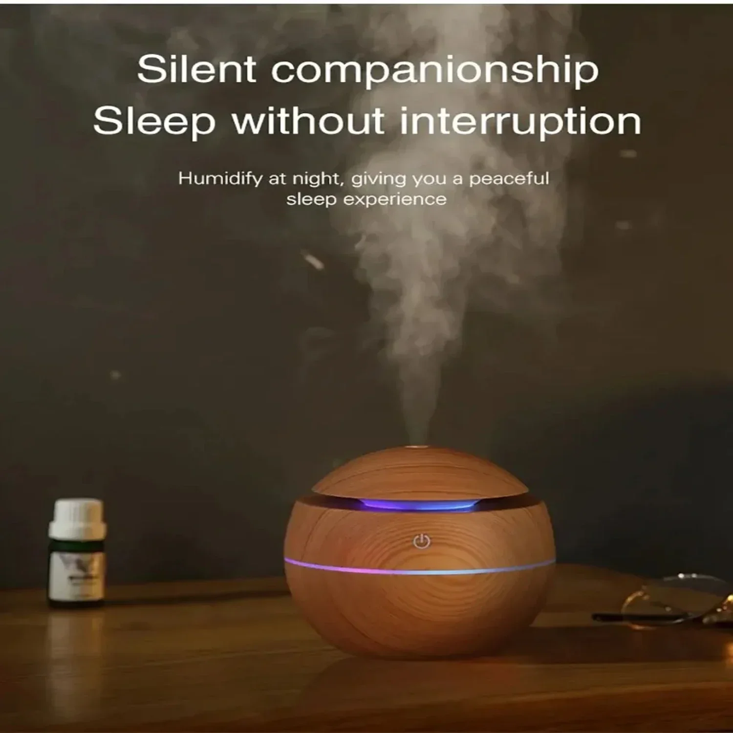 

Wood Grain Ultrasonic Cool Mist USB Sprayer 130ML Air Humidifier Purifier - Refreshing Essential Oil Fragrance for Home Office S