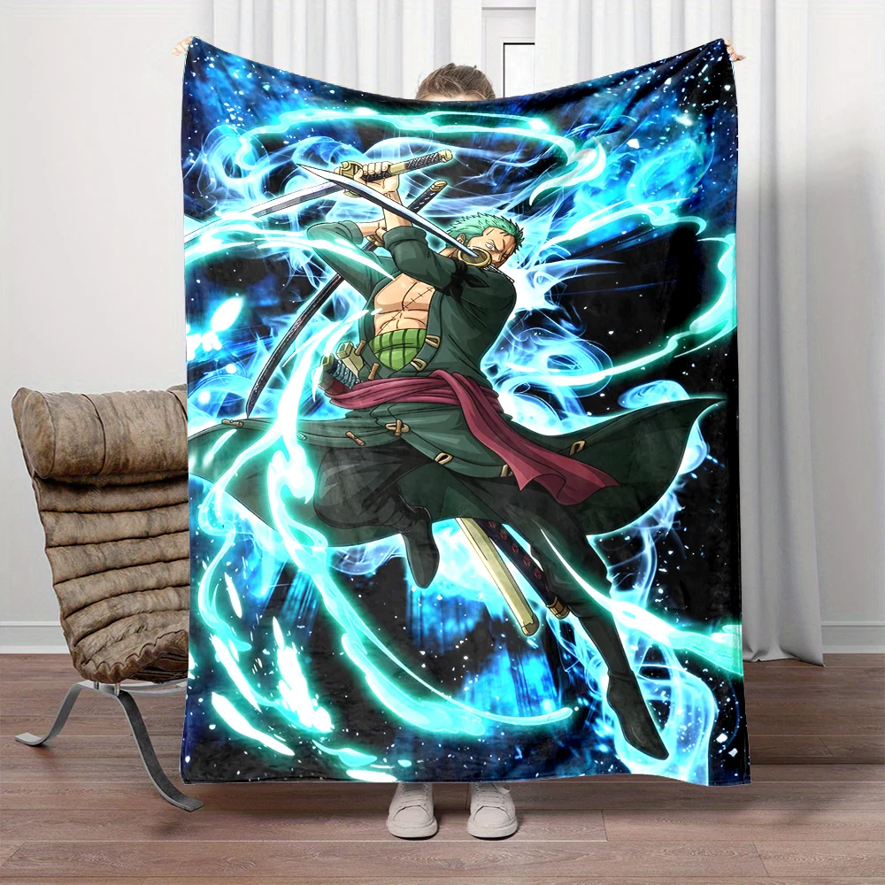 1PC One Piece Roronoa Zoro Printed Blanket for Home Travel Sofa Soft and Comfortable Blanket for Adults and Kids Holiday Gifts