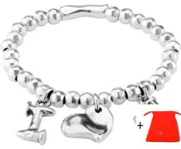 2022 New Stainless Steel Alloy Silver Color Cute Have Logo No Buckle Fashion Charm Bead Bracelet Wholesale with Bag Uno