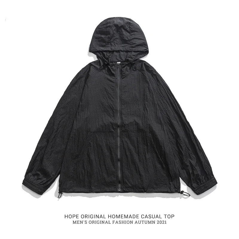 

Summer New Sle Thin Hooded Sun Protection Jaet Casual Outdoor Breathable Loose Fit Zipper Closure Long Sve Youth Jaet