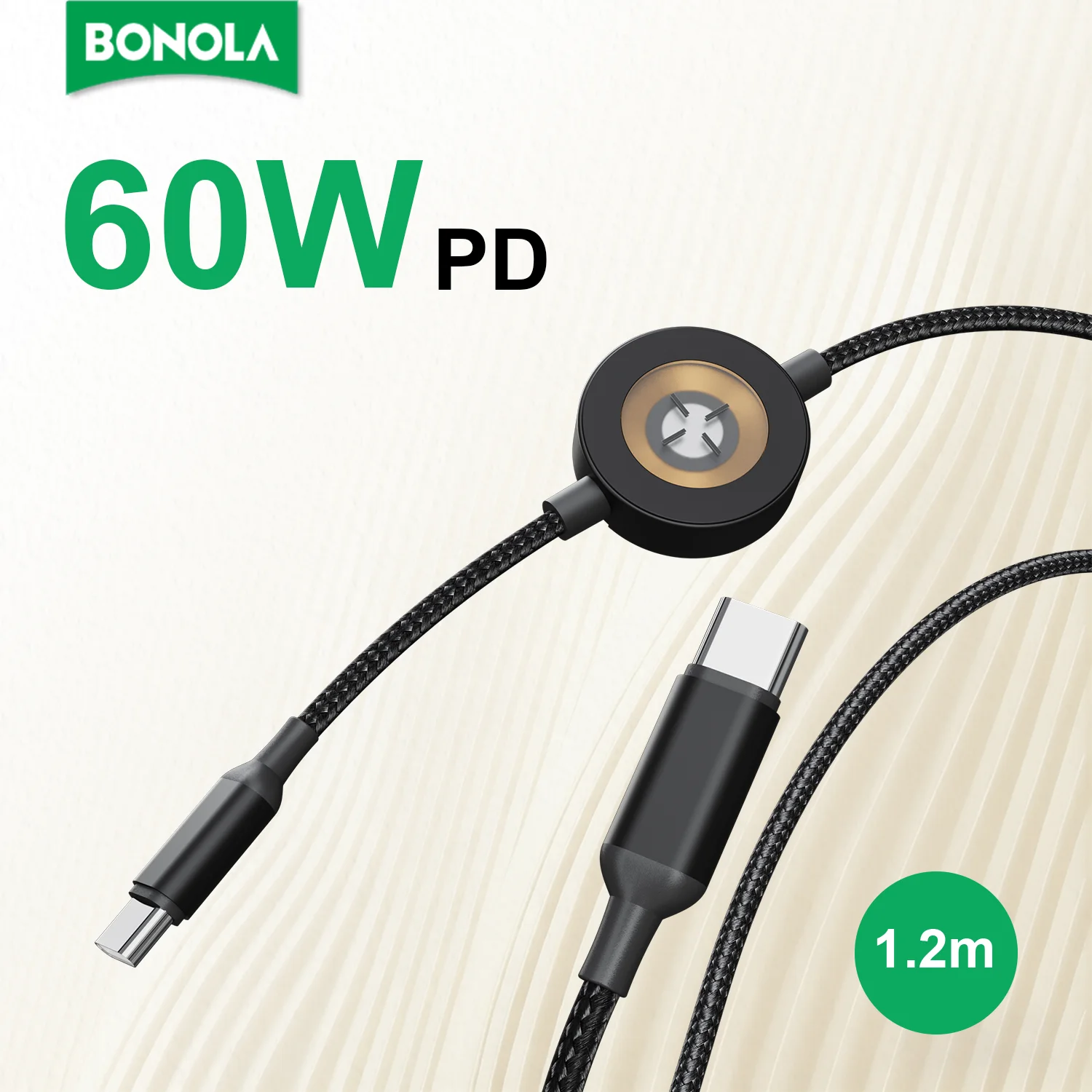 Bonola 60w Fast Charger Braided Cable for iPhone 16/15 Pro Max/2 in 1 Charging Cord 1.2m Magnetic Watch Charger for Apple Watch