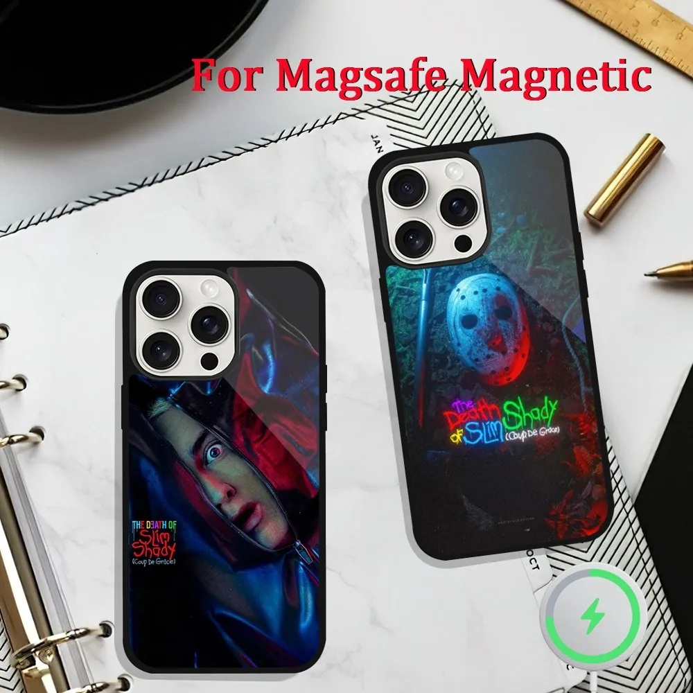 E-Eminem the death of slim shady Phone Case For iPhone 11 13 12 14 15 Plus Max Pro Magsafe Magnetic Wireless Charging shell