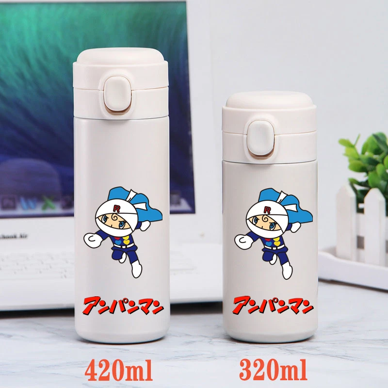 320/420ML Anpanman Stainless Steel Water Cup Leak Proof Vacuum Thermos Travel Portable Cartoon Children Drinking Cup Kids Gift