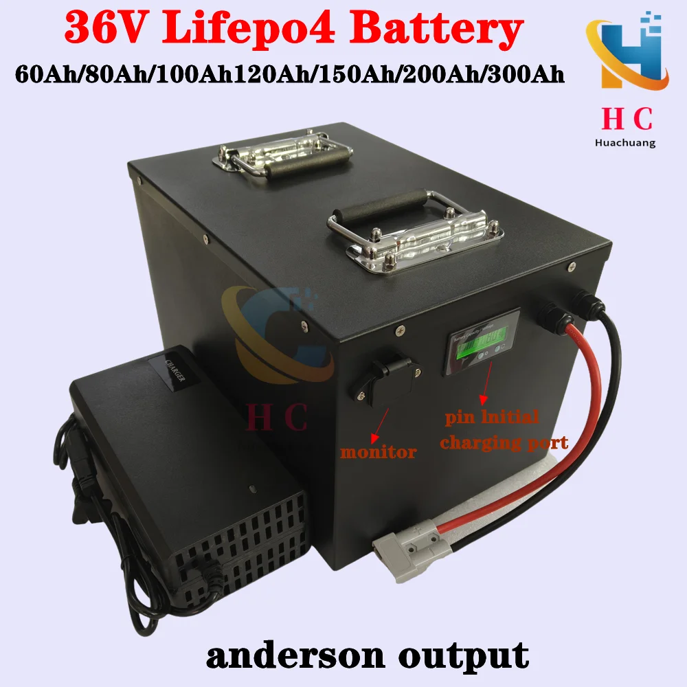 36V 60AH 80AH 100AH 120AH 150Ah 200AH 300ah LifePo4 Lithium Battery, Golf Cart, Electric Vehicle+Charger