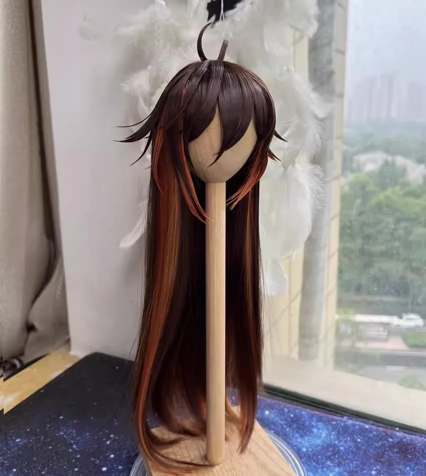 Game Genshin Impact Zhongli Role Cos Handmade Long Hair 1/3 1/4 1/6 BJD Hair Wig Cosplay KN Gift