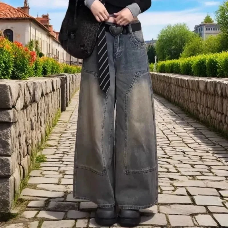 

Autumn Winter Female High Waist Straight Leg Jeans Women Fashion Wide Leg Denim Pants Korean Ladies Casual Loose Cowboy Trousers
