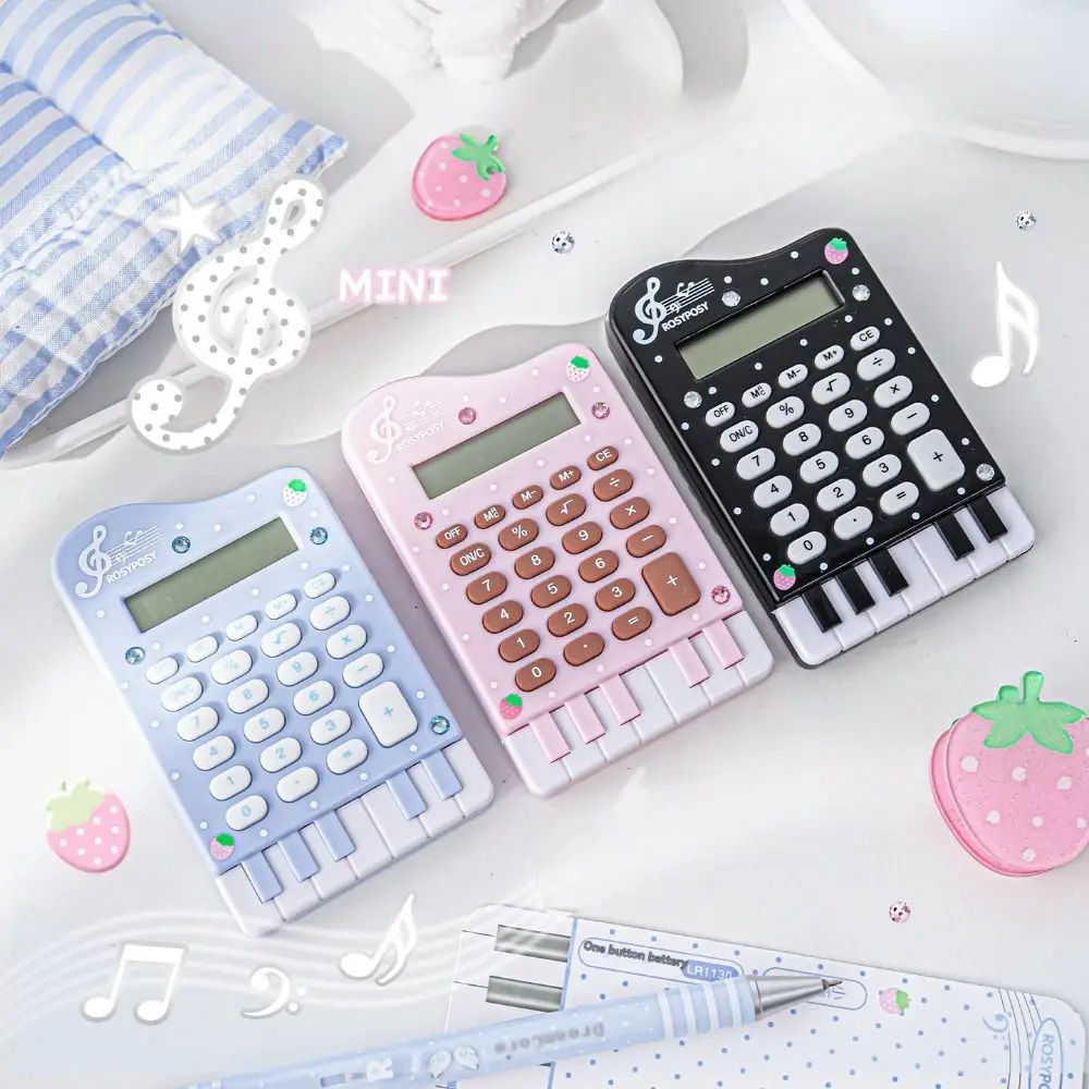 

Милый мини-калькулятор в форме пианино, 8-разрядный, портативный офисный калькулятор, карманный студенческий калькулятор, настольный калькулятор