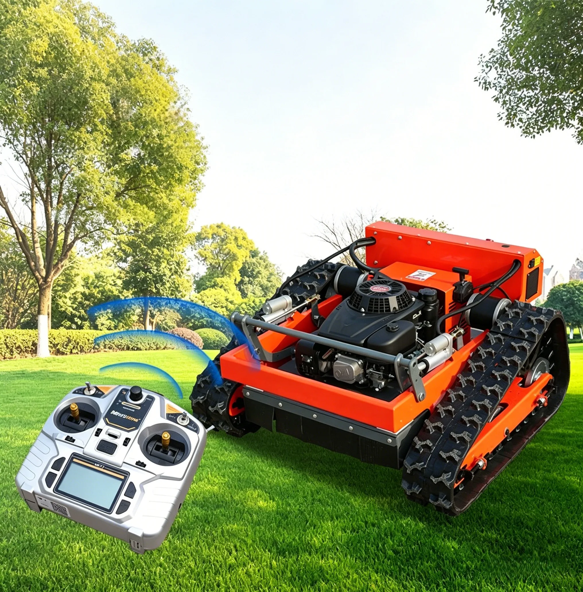 

Remote control robot crawler mower all-terrain remote control crawler mower four-stroke