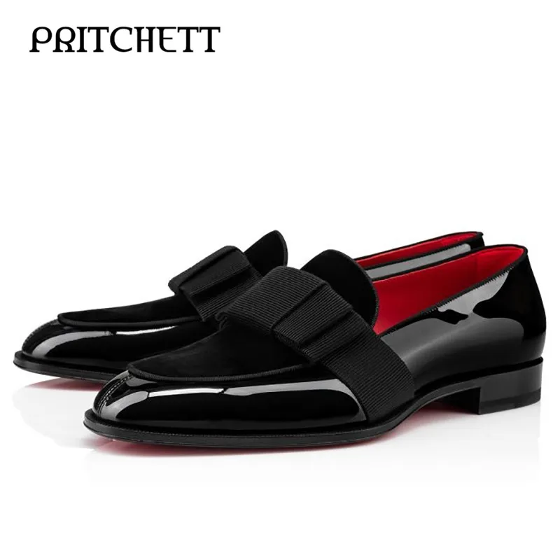 

Multi-Layer Elastic Business Leather Shoes Black Patent Leather Suede Stitching Leather Casual Shoes Large Size Men's Shoes