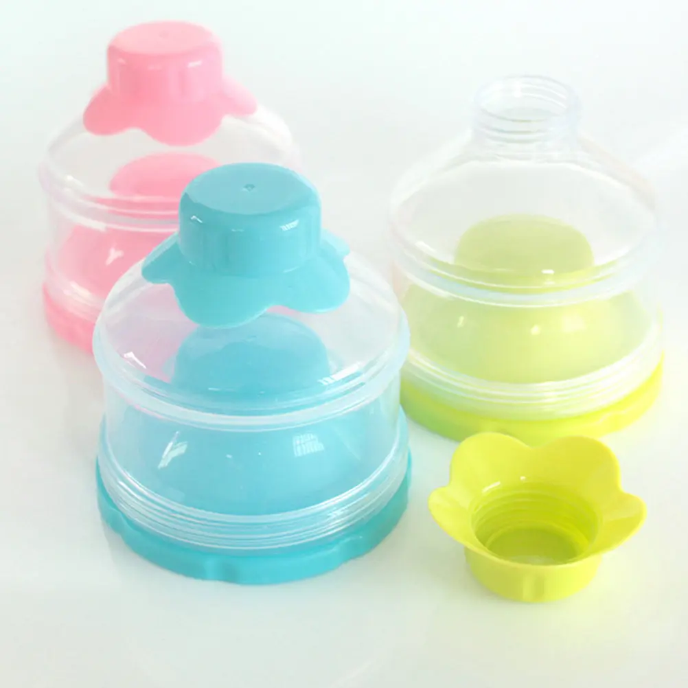 3 Layers Portable Baby Milk Powder Container Stackable Detachable Travel Snack Storage Baby Feeding Dispenser Formula Dispenser