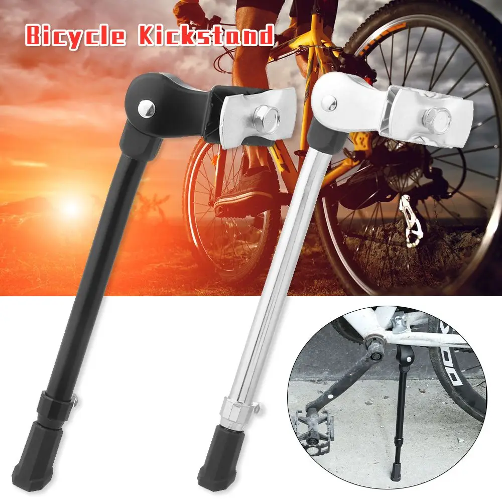 Heavy Kick Stand Duty Adjustable Mountain Bike Bicycle Cycling Prop Side Rear Alloy Kick Stand Bicycle Parts Sports Black Silver