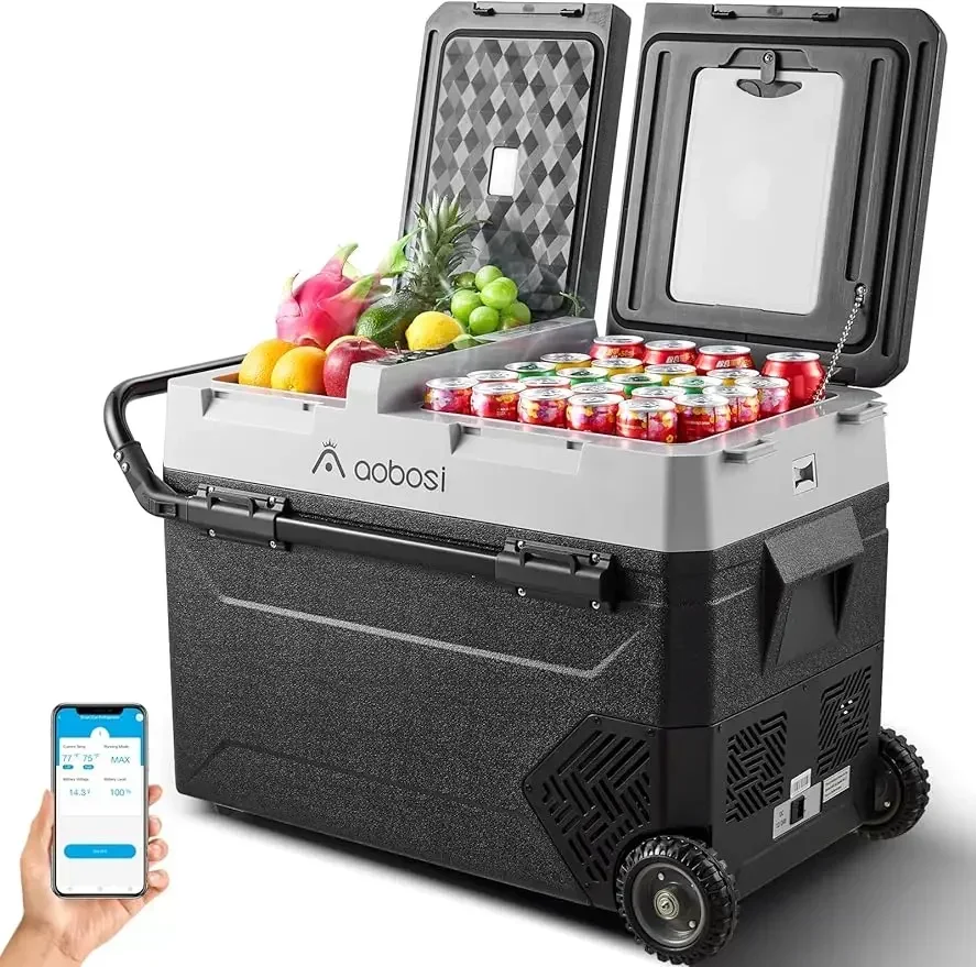 12 Volt Portable Car Refrigerator, Fridge Freezer, Dual Zone, APP Control,60 Quart (57L) -4 ℉-68 ℉,  Compressor Cooler