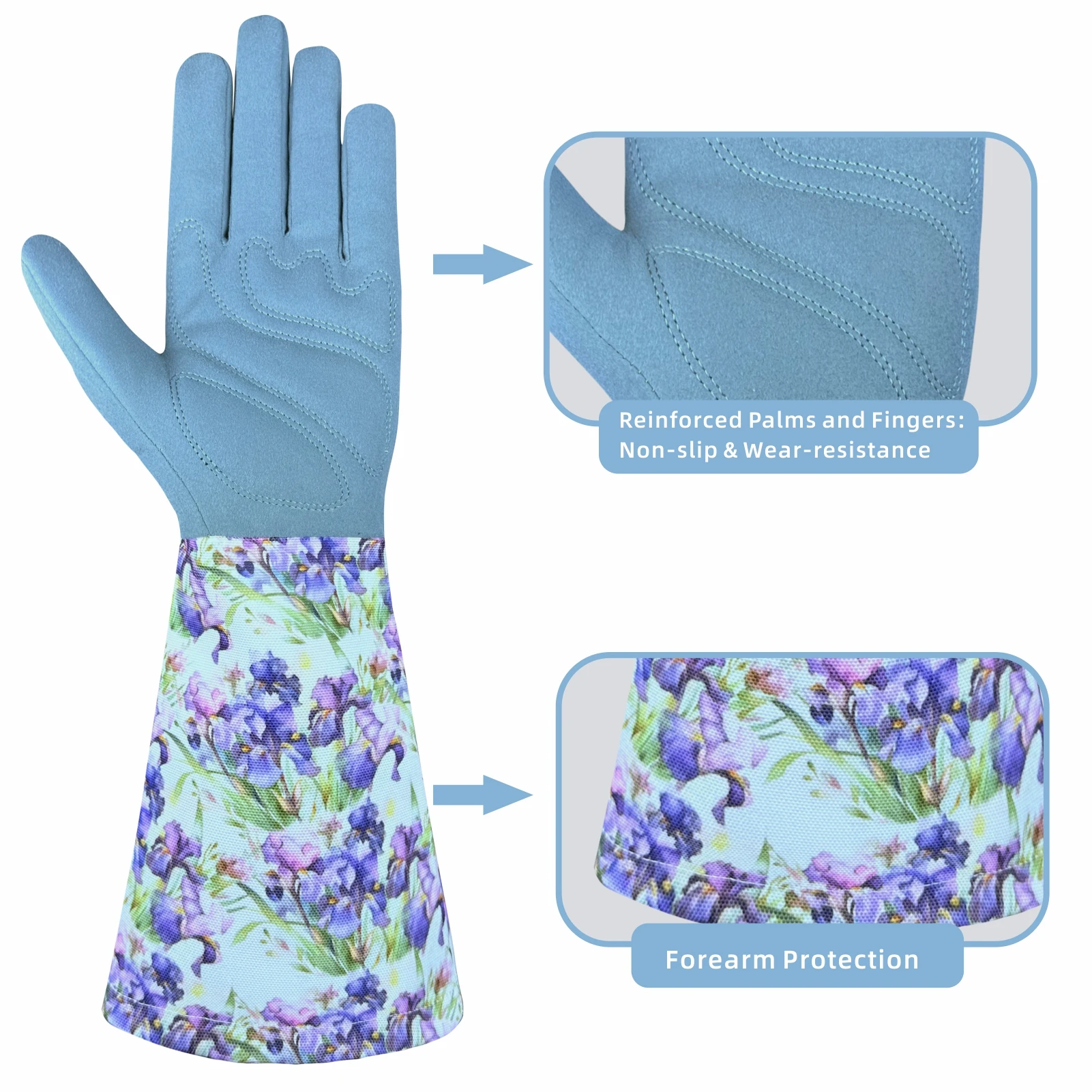 Long sleeve thorn resistant gardening gloves, finger and sleeve reinforced breathable garden gloves, suitable for rose pruning,