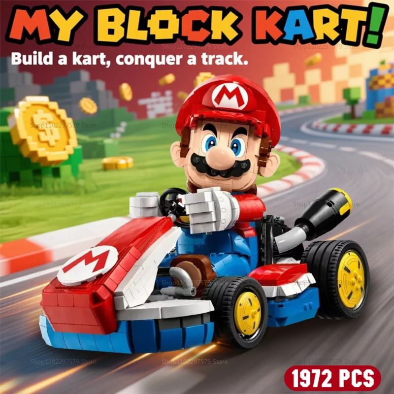2025 nouveaux blocs de construction de Kart de course Standard 1972 pièces briques éducatives à monter soi-même ensemble de jouets pour enfants garçons filles cadeaux de voiture de course créatifs