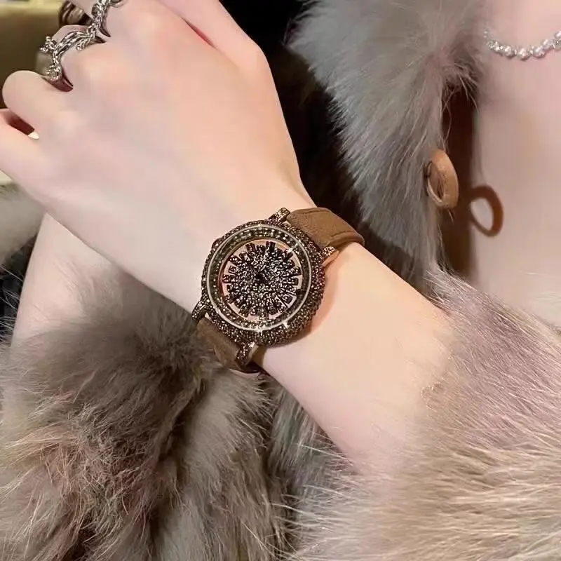 new full diamond time comes and goes women's watch retro fashion student classic simple waterproof watch women's birthday gift