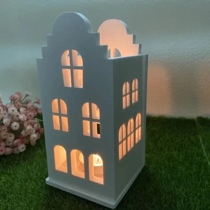 European House Silicone Mold Buildable Building Light House Mould DIY Cement Gypsum Clay Casting Epoxy Resin Mold Home Decor