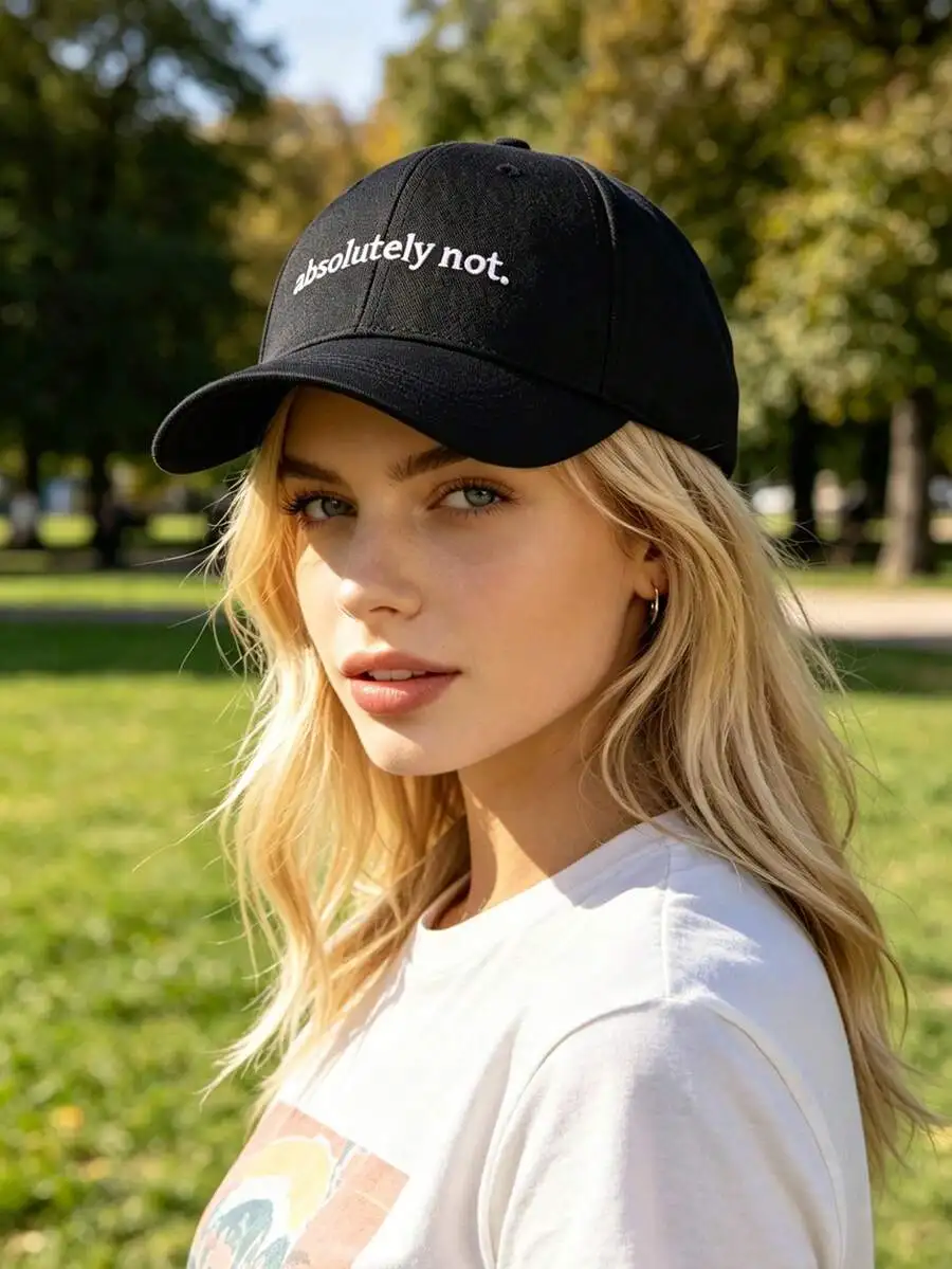 

1PC Black Letter Baseball Cap For Women, Classic Design Baseball Hat, Stylish Solid Color Baseball Cap, Suitable For Casual Wear, Summer Essentials Holiday Beach Vacation Hat,Travel,Festival
