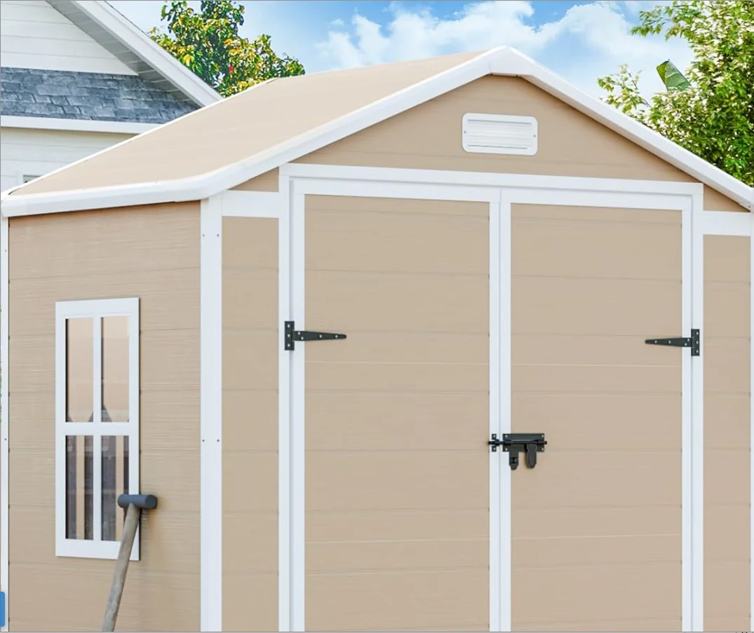 6x3 FT Storage Shed, Waterproof Resin Outdoor Storage Shed with Floor & Window & Double Lockable Doors and 2 Vents, Tool Shed fo