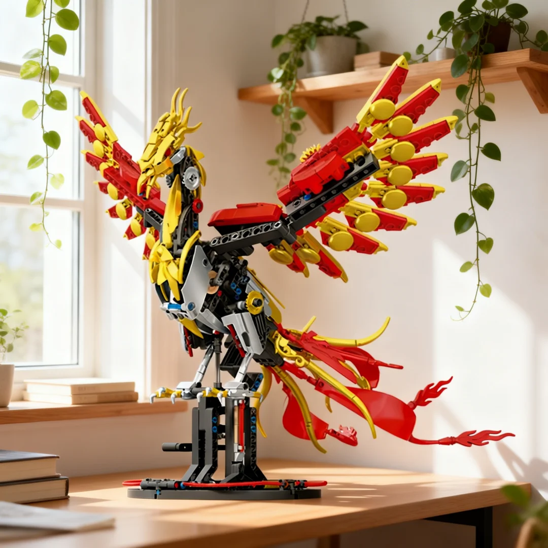 901PCS Mechanical Phoenix Building Blocks Unpacking Toy–Romantic Desk Decor for Girls,Valentine‘s Gift,DIY Elegant Display Model