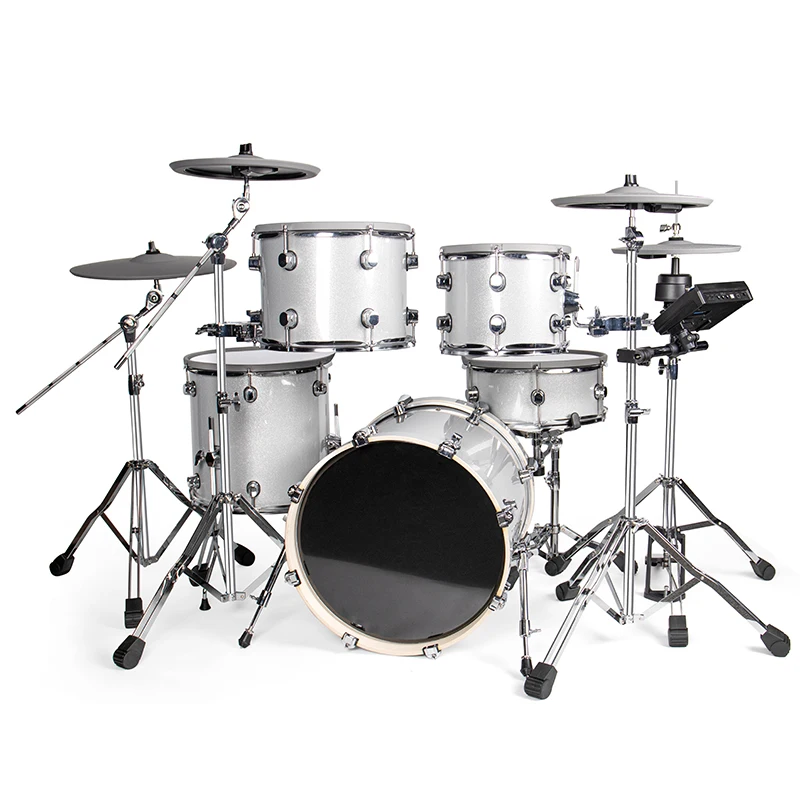 MOINNG Professional Adult Drum Set With 5 Drums And 4 Cymbals For Silent Practice Drum Kit