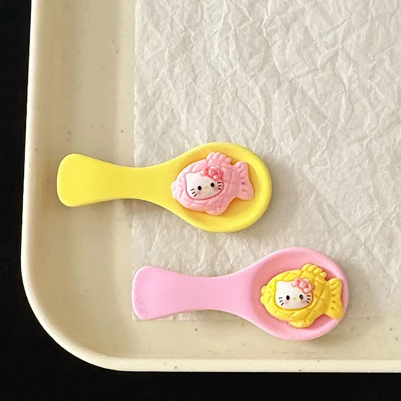 1 Pair Cute Sanrio Cat Pink Spoon Hair Clip Cartoon Sweet Girl Style Duck Mouth Clip Hair Clip Jewelry Hair Accessories