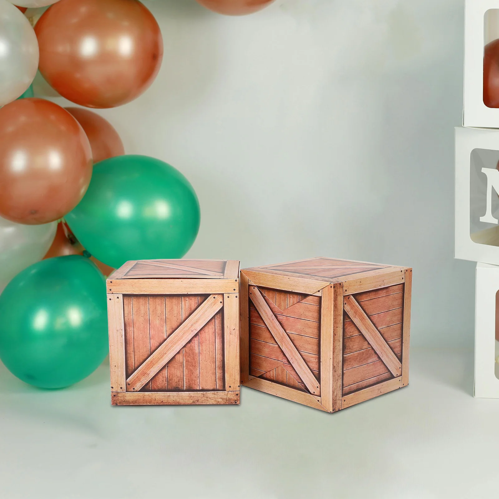 

2Pcs Western Themed Party Supplies Simulation Wooden Box Decor Cowboy Party Creative Paper Box Rustic Table Decorations