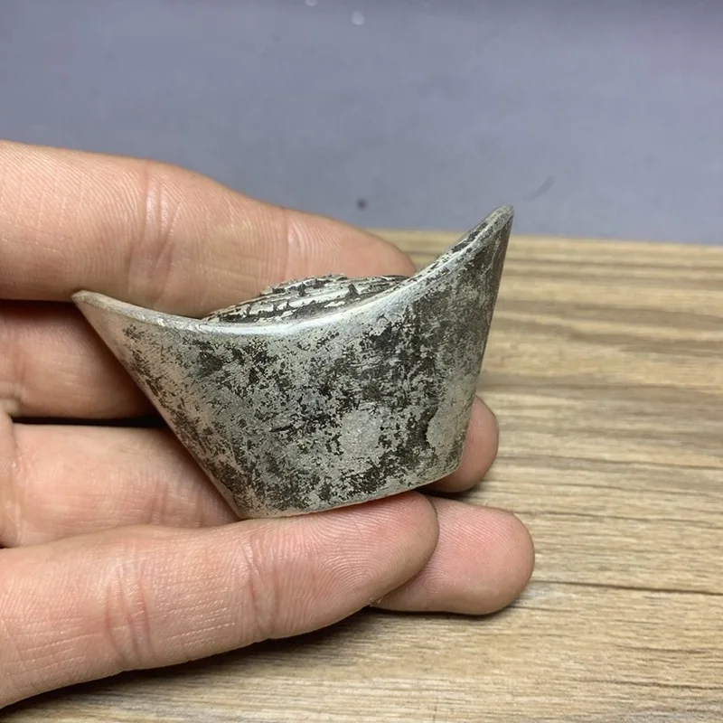 Antique-style copper ingot Silver Ingot 0.25kg Fortune-Bringing Gold Ingot Daiqing Treasury Silver Ingots, Antique Ornaments, An