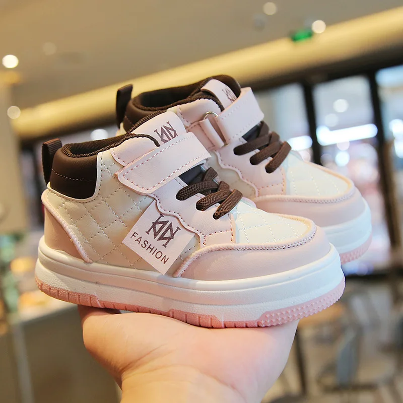 Children Sports Shoes Winter Plus Velvet Boys Sneakers Girls High-top White Shoes Leisure Trainers Breathable Kids Running Shoes