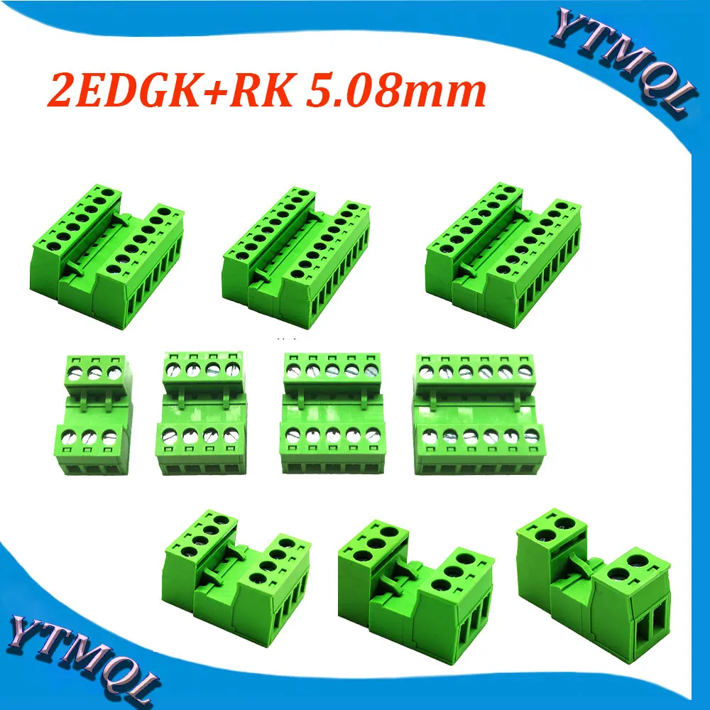 1set 5.08MM PCB morsettiere collegabili connettore 2EDGK RK 5.08mm stile di fissaggio 2/3/4/5/6/7/8/9/10Pin terminale a vite