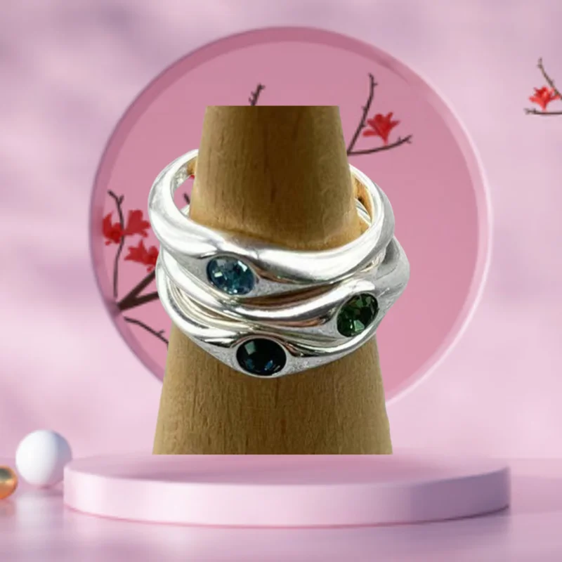 

2025 г. Французское романтическое многоуровневое многоуровневое серебряное кольцо с кристаллами в европейском и американском стиле для женских украшений