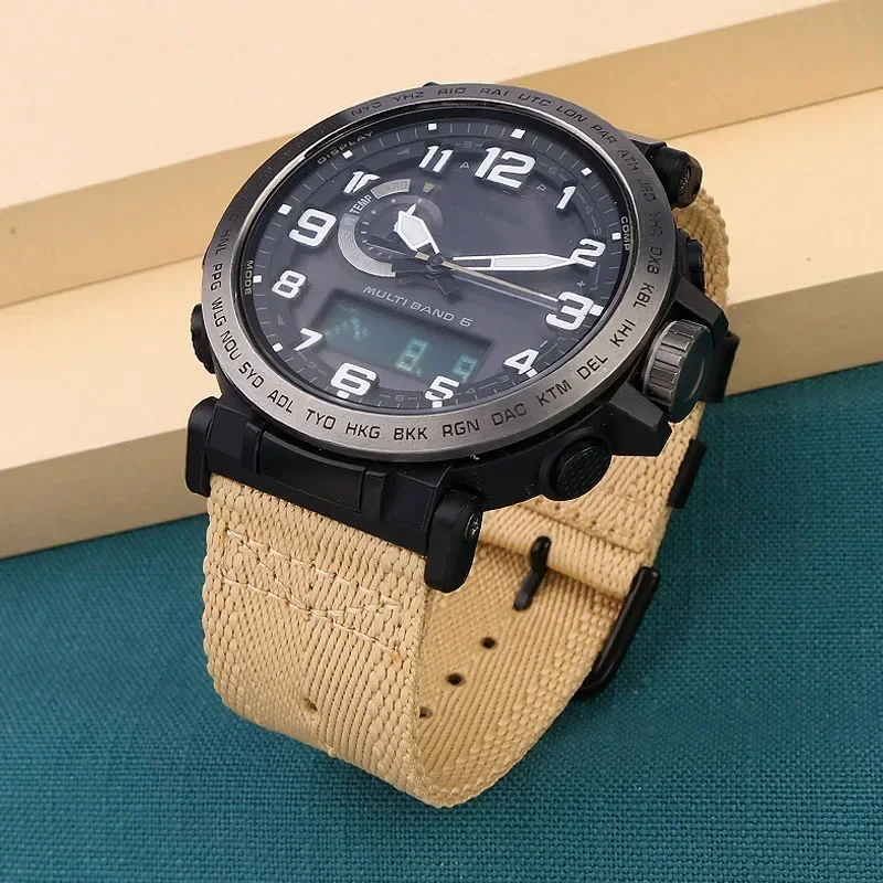 Per Casio PROTREK PRW-6600 PRG-600 / 650 serie NATO nylon traspirante cinturino per orologio Accessori cinturino per orologio da alpinismo 24mm