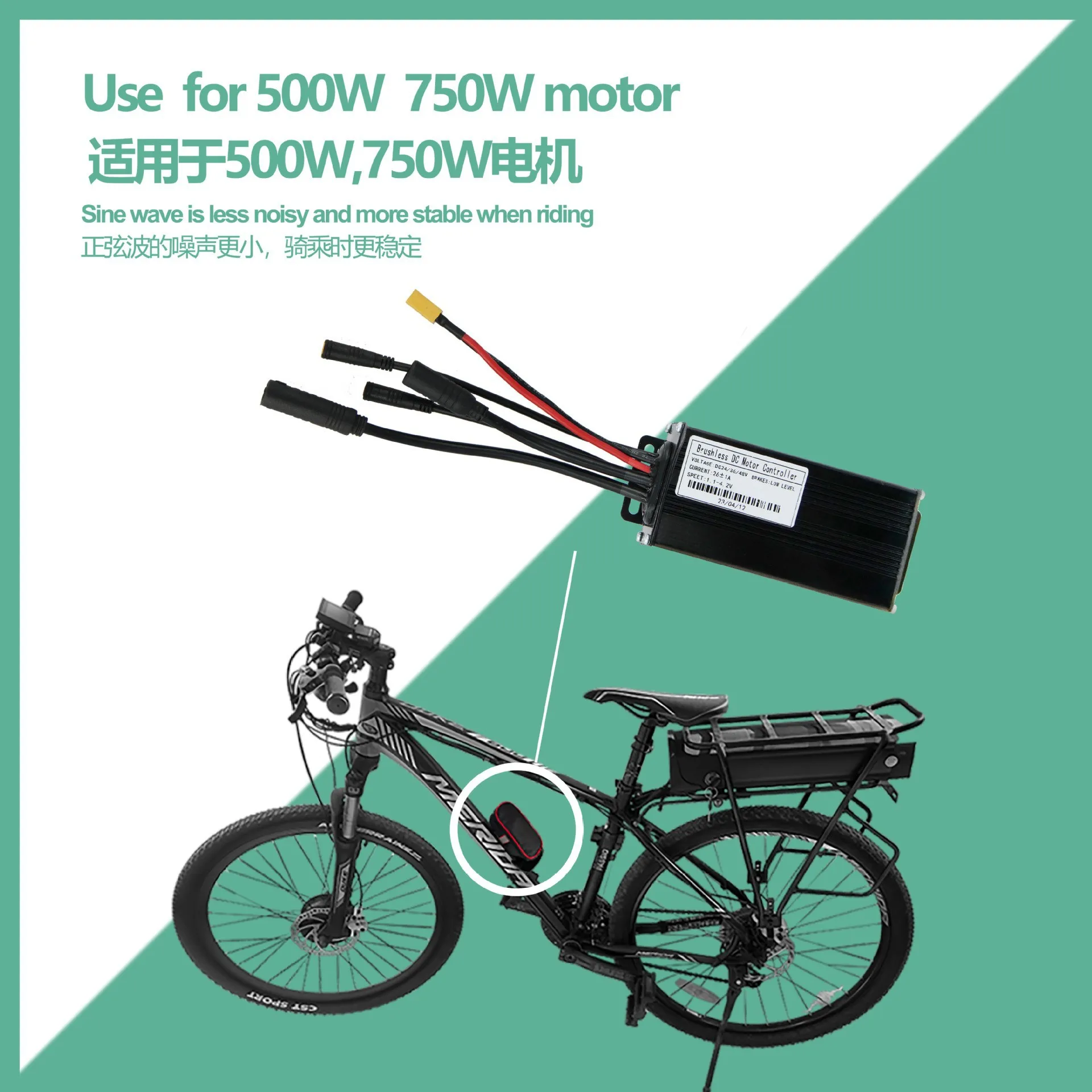 Ebike 24 فولت/36 فولت/48 فولت كبير 9 Mosfets 26A ثلاثة وضع موجة جيبية فرش تحكم WP التوصيل ، ملحقات الدراجة ، لمحرك 500 واط/700 واط