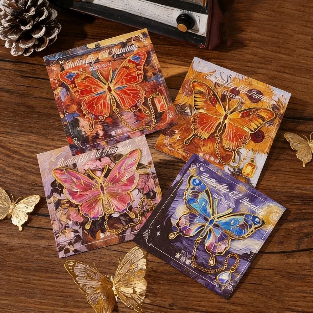 

Vintage Colorful Butterfly Bookmark Metal Pendant Decorative Bronzing Bookmark With Chain Stationery Chain Bookmark Student Gift