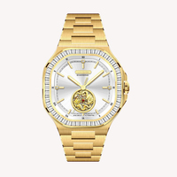 MIGE brand Square white dial steel mechanical man watch japan movement waterproof automatic Diamond-studded bezel watch for men