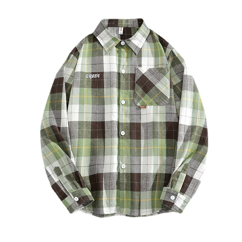 

Men's Shirt Autumn Comfortable Trendy Plaid Long Sleeve Shirt Fashion Day Ruffian Handsome Shirt
