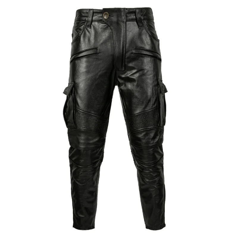 Motorcycle Leather Pants Head Layer Cowhide Men's Motorcycle Pants Windproof Resistant Wear Resistant Fall Motocross Pants