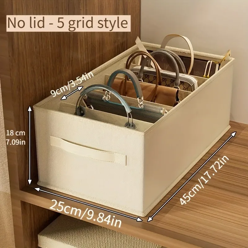 

1PC Bag-in-Bag Organizer, Storage Box for Handbags with Compartments – Space-Saving Dustproof Protective Bag Holder and Shelf