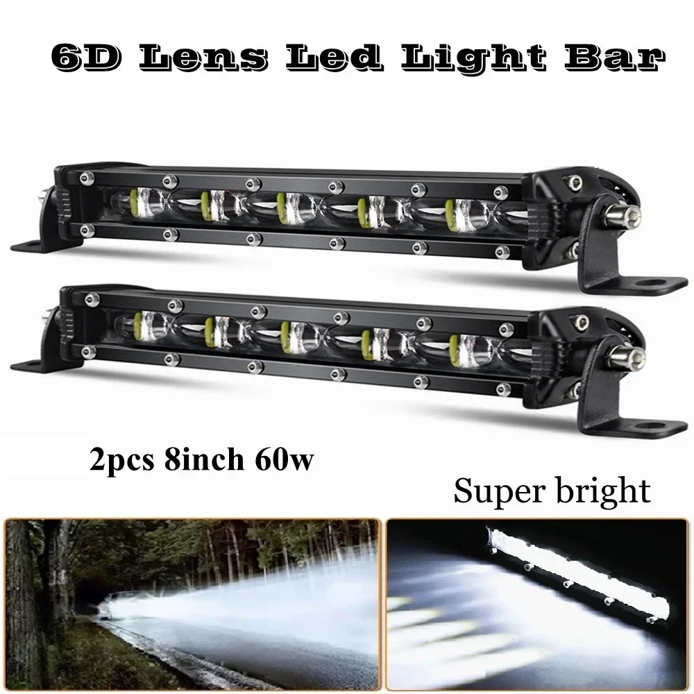 8-calowe 60W 6D soczewki LED Light Bar Combo Led Światło robocze do 4x4 Off Road Trucks SUV ATV 4WD 12V 24V Auto Driving Fog Lights