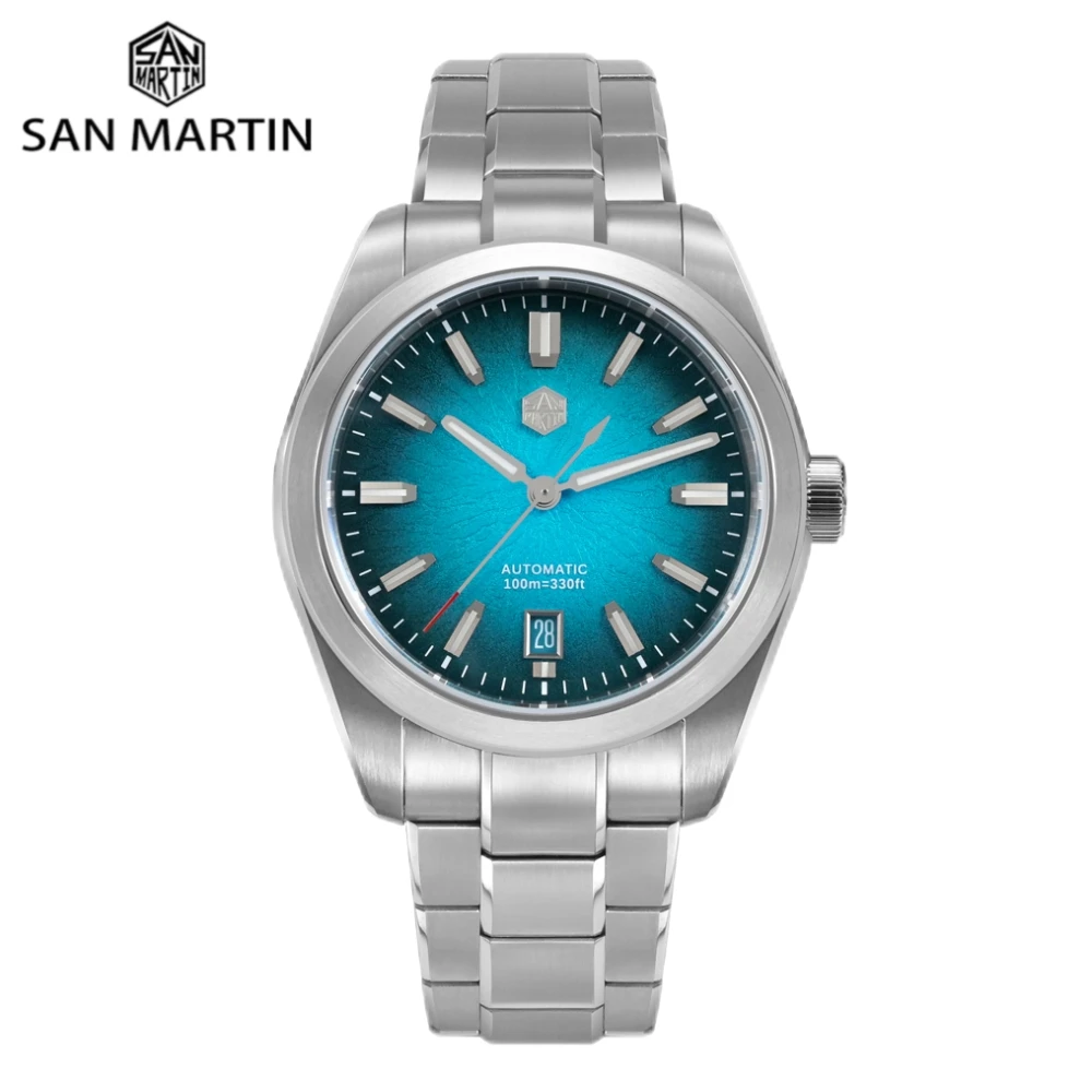 

San Martin 39mm Original GADA Enamel Gradient JianZhan Dial Men Watch Dress 9015 Self-Wind Wrist Timepiece 10Bar BGW-X1 SN0144GX