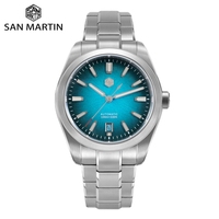 San Martin 39mm Original GADA Enamel Gradient JianZhan Dial Men Watch Dress 9015 Self-Wind Wrist Timepiece 10Bar BGW-X1 SN0144GX