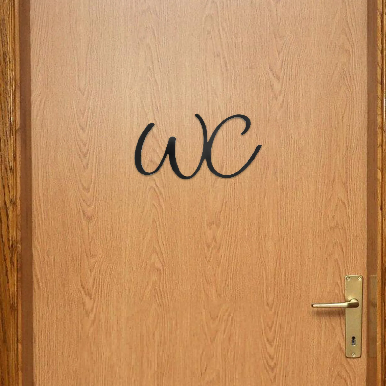 Modern Bathroom Sign Self-Adhesive Wc Sign Iron Construction Easy Install Bold Lettering for Office Home Restaurant Unisex