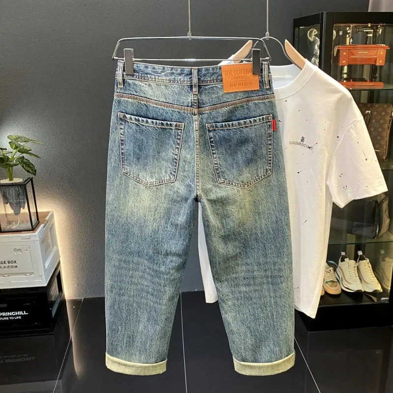 

Мужские джинсы 2026 в американском стиле, весна-осень, модные, универсальные, повседневные, свободные, прямые, широкие штанины, модные брюки