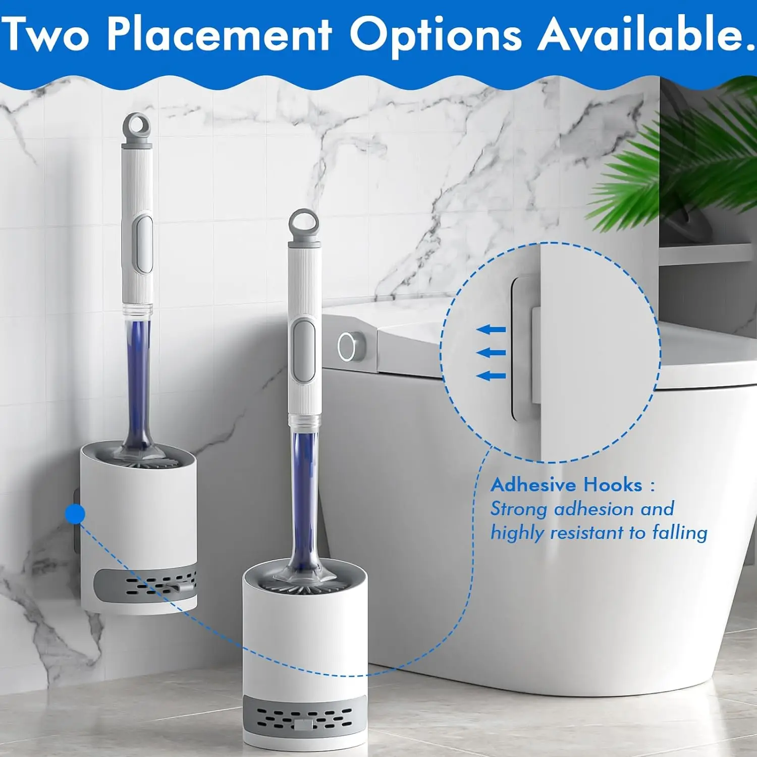 Detergent Refillable Toilet Brush Wall-Mounted Long Handle Silicone TPR Brush for Corner Cleaning Tools Bathroom Accessories