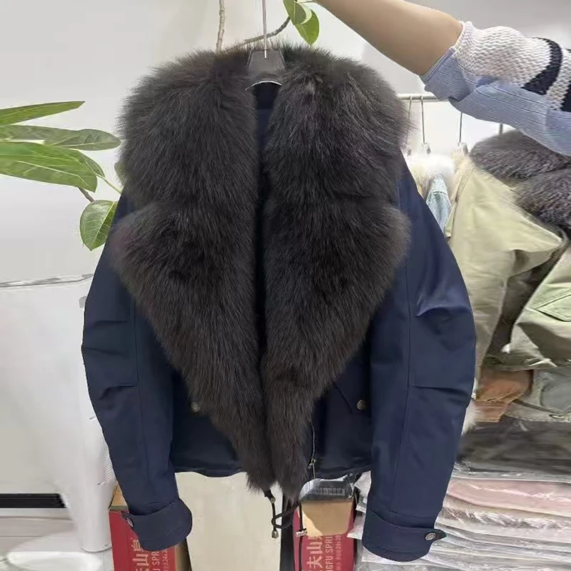    Collo in pelliccia giù Jaet Cappotto Parka da donna ort Thiened Faionable Casual Sle Taglio dritto 80% piumino