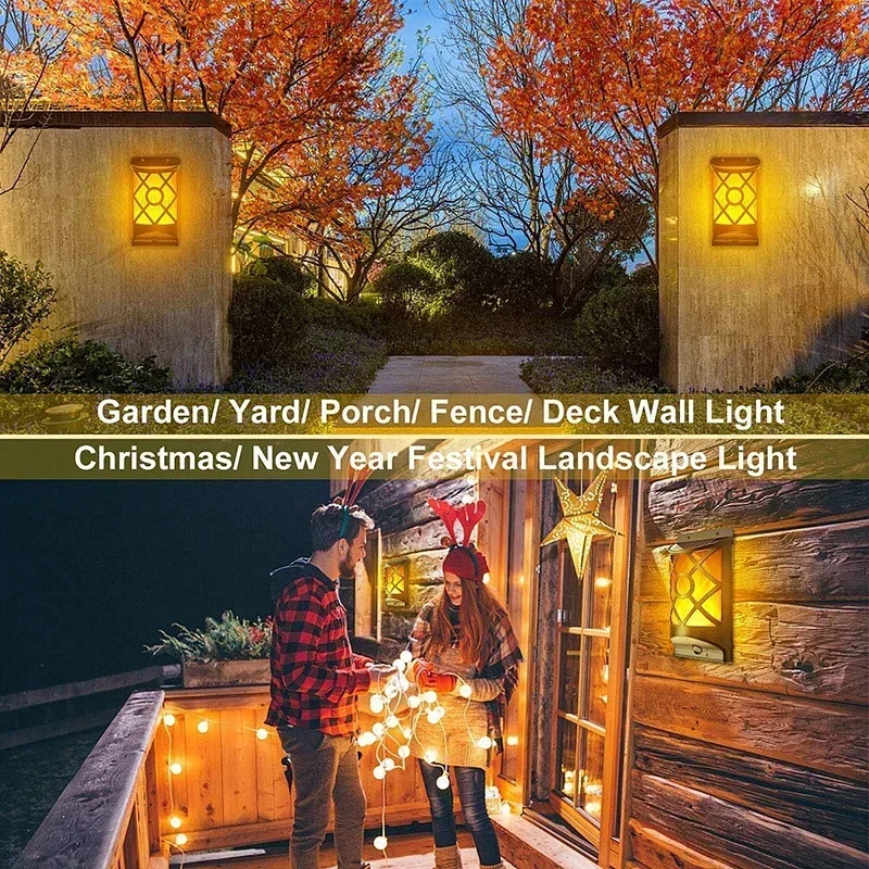 Imagem -02 - Impermeável Solar Flame Light Lame Malha Design ao ar Livre Flickering Wall Jardim Caminho Quintal Decoração de Natal 96led