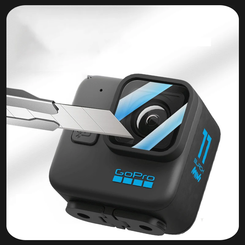 หน้าจอเคสโทรศัพท์แบบกระจกเลนส์ความโปร่งใสสูงป้องกันฟิล์ม Anti Scratch สำหรับ Gopro Hero 11ขนาดเล็กสีดำกล้อง
